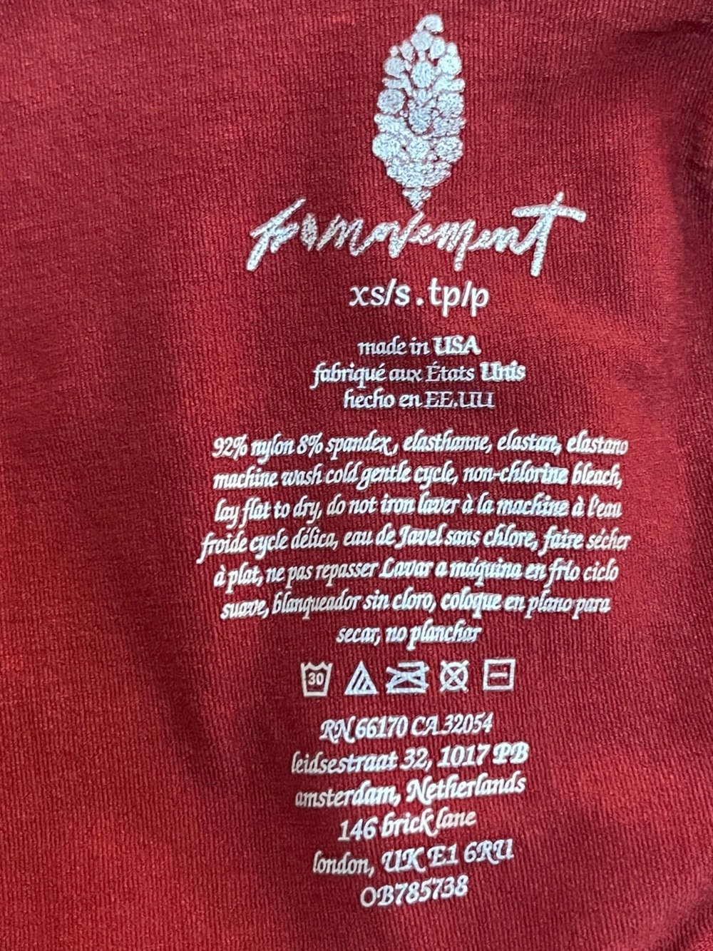 FP MOVEMENT by free people Good Karma Onesie Rust Red XS/S NWOT NO EXTERIOR LOGO - Picture 9 of 9